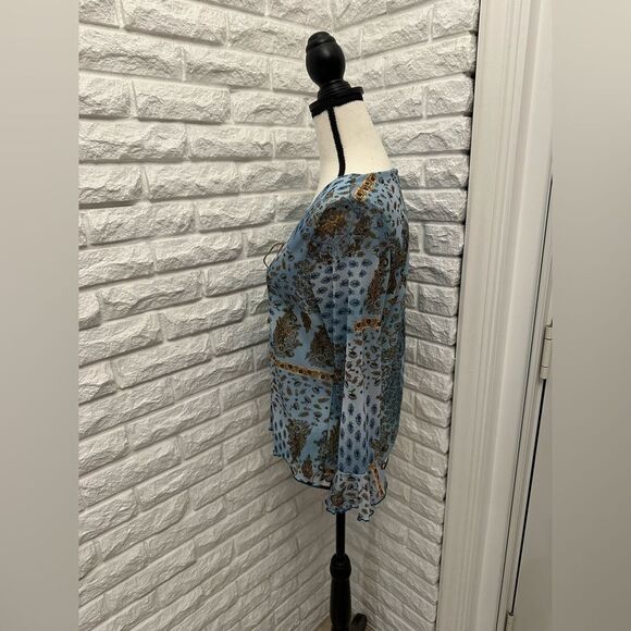 St. John’s Bay Western Paisley Blouse w/ Keyhole Tie - Picture 4 of 5